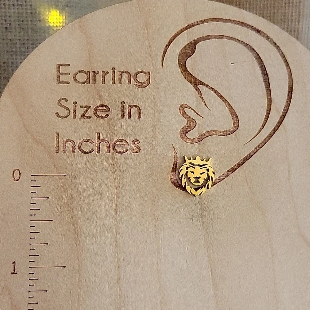 Lion of Judah Stud Earrings, choice of color - Picture 2 of 5